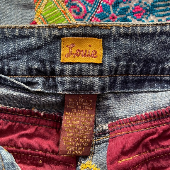 LOUIE OOAK Western Denim Skirt Vtg Rare Mexican Hand Embroidered Embellishment 2 - Picture 12 of 13